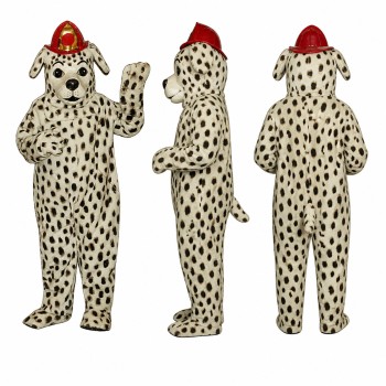 Dalmatian Firefighter Mascot Costume with Red Helmet Adult