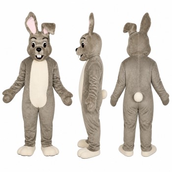 Rabbit Mascot Costume in Gray with White Belly Adult