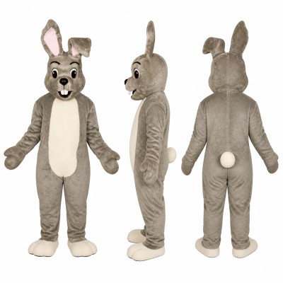 Rabbit Mascot Costume in Gray with White Belly Adult