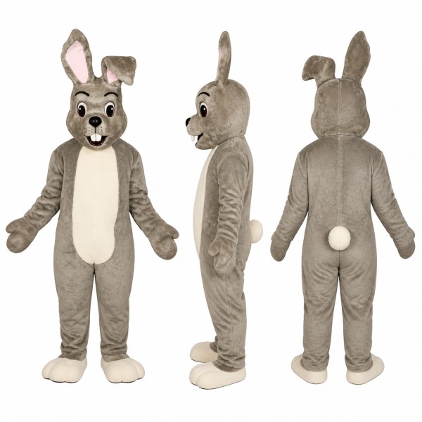 Rabbit Mascot Costume in Gray with White Belly Adult