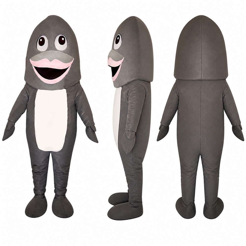 Shark Mascot Costume in Gray with White Belly Adult Shark Mascot Costume in Gray with White Belly Adult