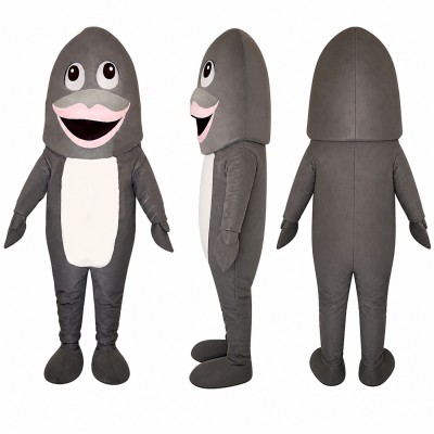 Shark Mascot Costume in Gray with White Belly Adult