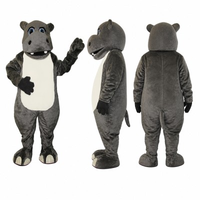 Hippopotamus Mascot Costume in Gray with Cream Belly Adult
