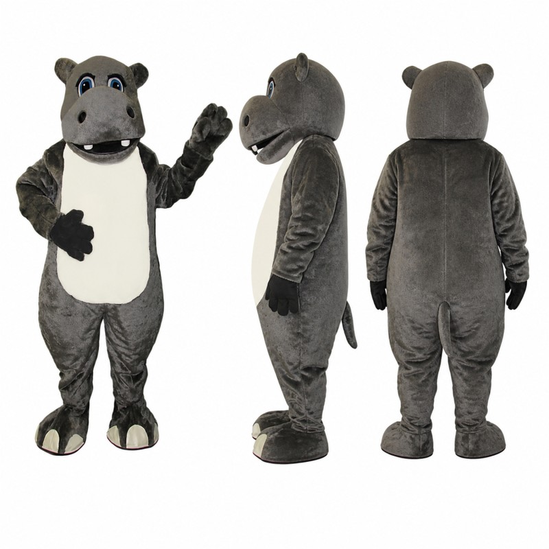Hippopotamus Mascot Costume in Gray with Cream Belly Adult