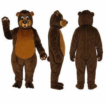 Brown Bear Mascot Costume with Tan Belly Adult