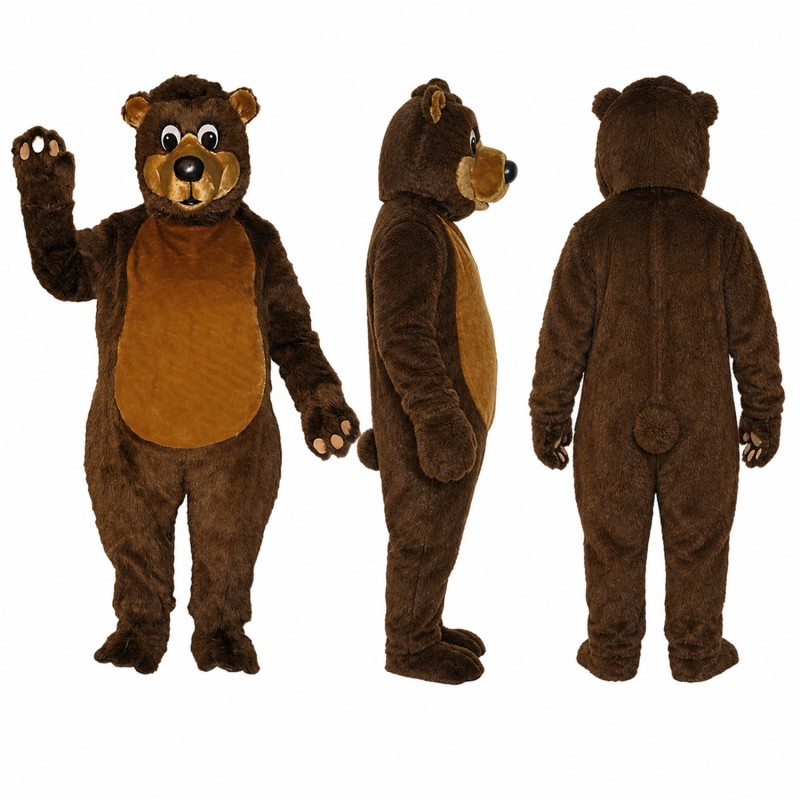 Brown Bear Mascot Costume with Tan Belly Adult