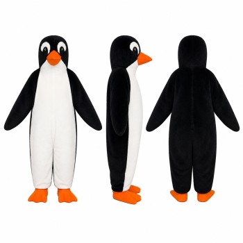 Penguin Mascot Costume in Black and White with Orange Beak Adult