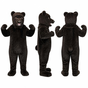 Black Bear Mascot Costume with Open Mouth Adult