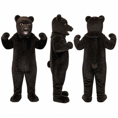 Black Bear Mascot Costume with Open Mouth Adult