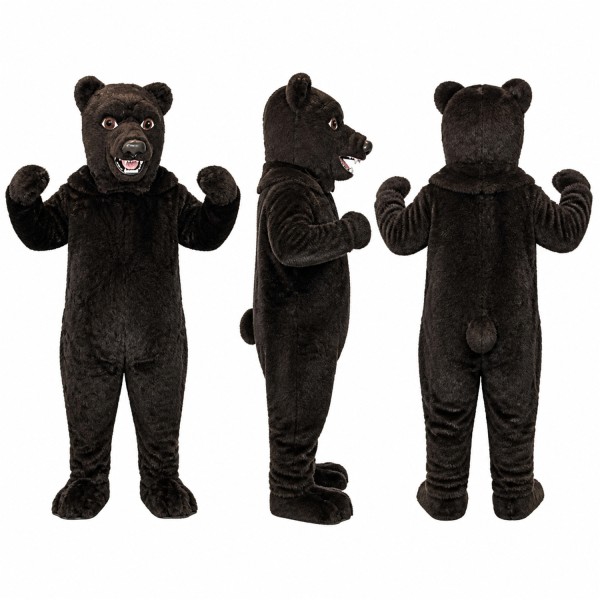 Black Bear Mascot Costume with Open Mouth Adult