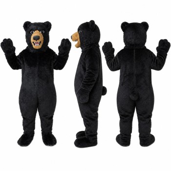 Black Bear Mascot Costume with Tan Muzzle Adult