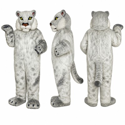 Snow Leopard Mascot Costume in Gray with Dark Spots Adult