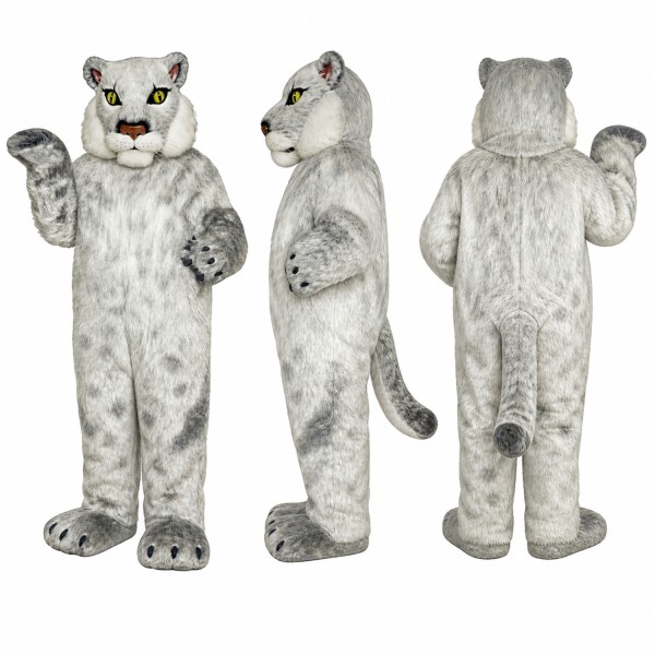 Snow Leopard Mascot Costume in Gray with Dark Spots Adult