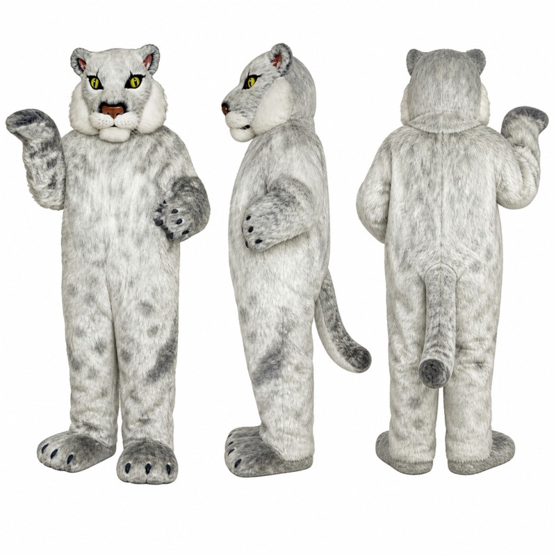 Snow Leopard Mascot Costume in Gray with Dark Spots Adult