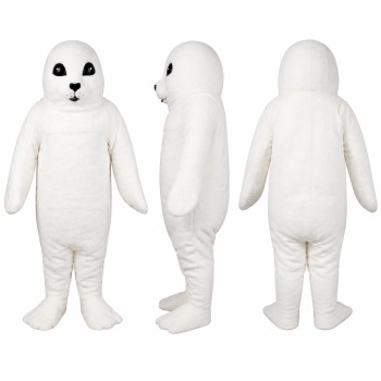 Seal Mascot Costume in White with Rounded Face Adult