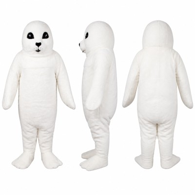 Seal Mascot Costume in White with Rounded Face Adult