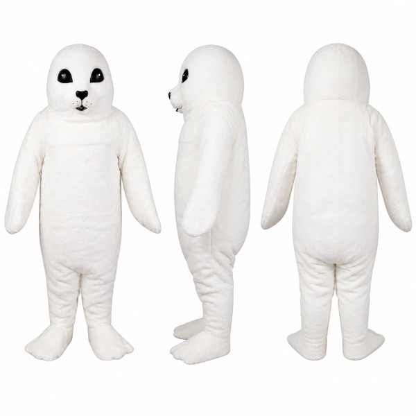 Seal Mascot Costume in White with Rounded Face Adult