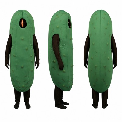 Cucumber Mascot Costume in Green with Dark Spots Adult