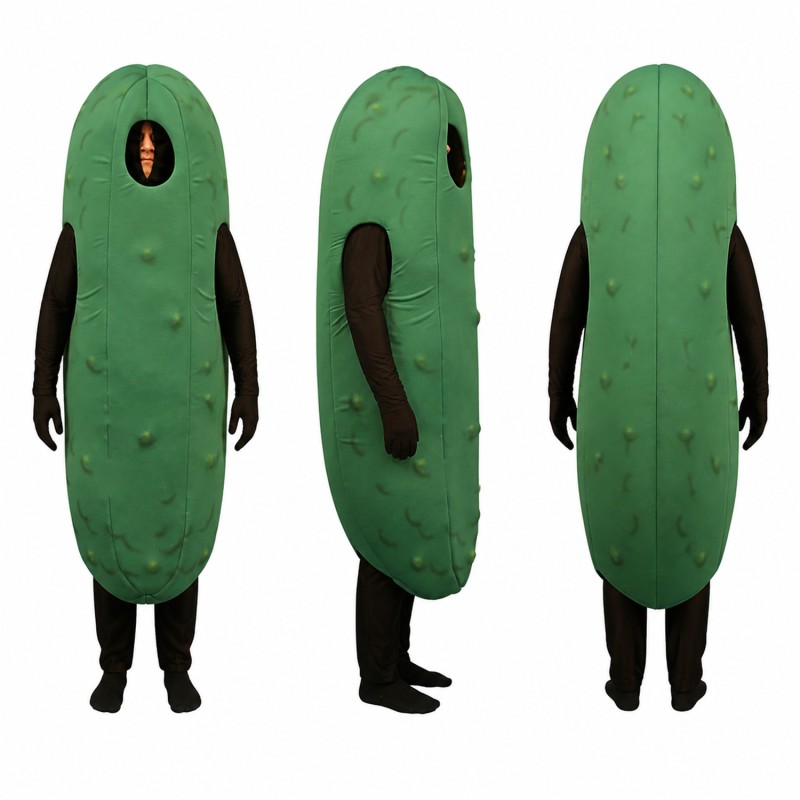 Cucumber Mascot Costume in Green with Dark Spots Adult