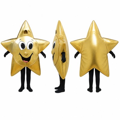Star Mascot Costume in Yellow with Smiling Face Adult