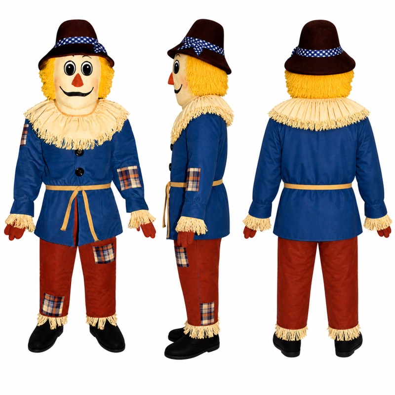 Renaissance Performer Mascot Costume in Blue and Red with White Ruff Adult