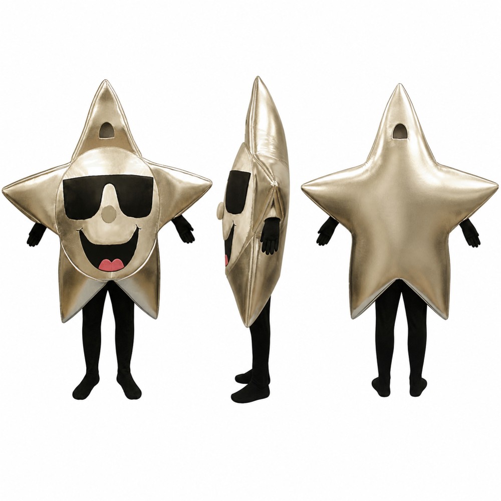 Star Mascot Costume in Silver with Black Sunglasses Adult Star Mascot Costume in Silver with Black Sunglasses Adult