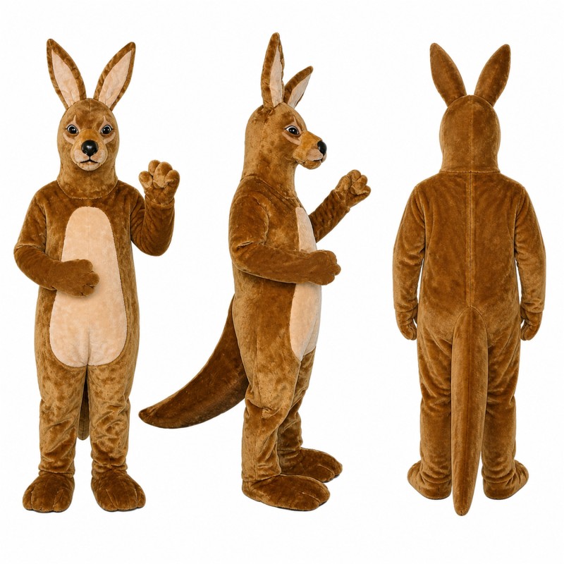 Kangaroo Mascot Costume in Brown with Cream Belly Adult