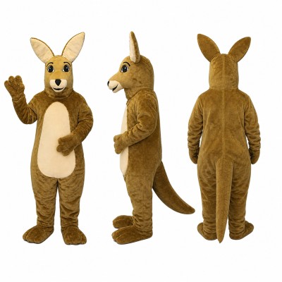Kangaroo Mascot Costume in Brown with Long Tail Adult