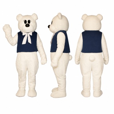 Polar Bear Sailor Mascot Costume in White with Navy Top Adult