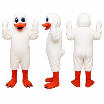 Duck Mascot Costume in White with Red Orange Feet Adult