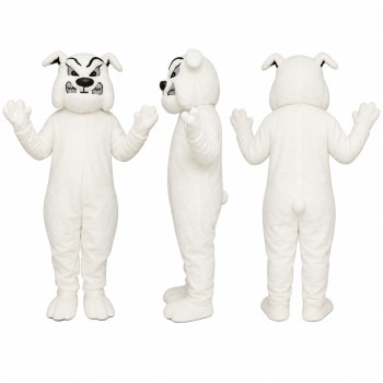 White Bear Mascot Costume with Black Facial Markings Adult