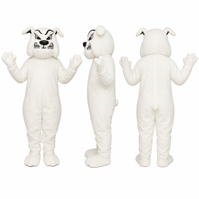 White Bear Mascot Costume with Black Facial Markings Adult