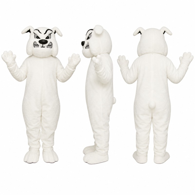White Bear Mascot Costume with Black Facial Markings Adult