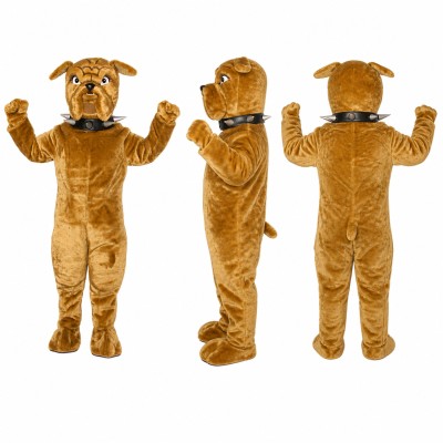 Bulldog Mascot Costume in Golden Brown with Floppy Ears Adult