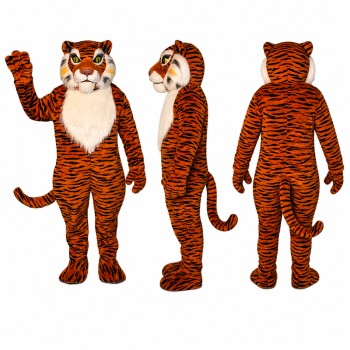 Tiger Mascot Costume in Orange with Black Stripes Adult