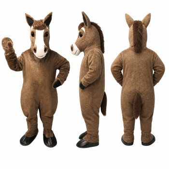 Horse Mascot Costume in Brown with Black Hooves Adult