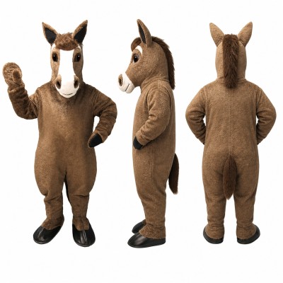 Horse Mascot Costume in Brown with Black Hooves Adult