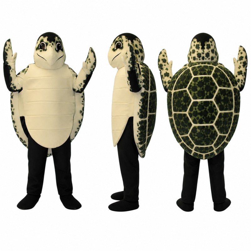 Sea ​​Turtle Mascot Costume in Beige with Segmented Shell Adult