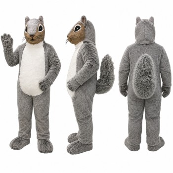 Squirrel Mascot Costume in Gray with White Belly Adult
