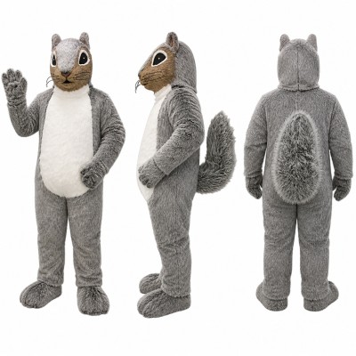 Squirrel Mascot Costume in Gray with White Belly Adult