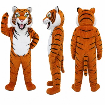 Tiger Mascot Costume in Orange with Black Stripes Adult