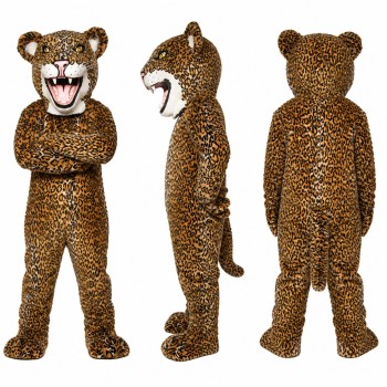Leopard Mascot Costume in Golden Brown with Black Spots Adult