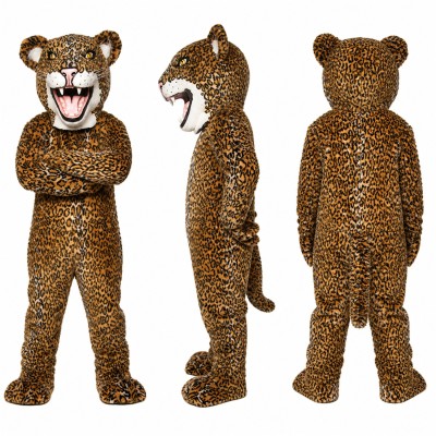 Leopard Mascot Costume in Golden Brown with Black Spots Adult