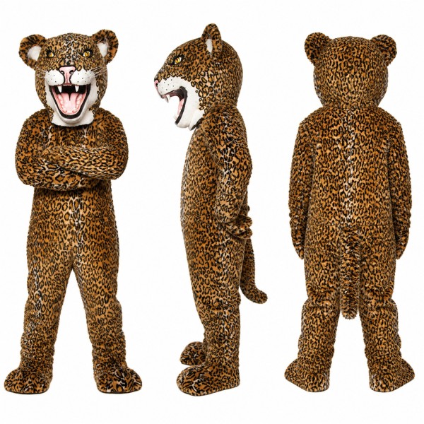 Leopard Mascot Costume in Golden Brown with Black Spots Adult