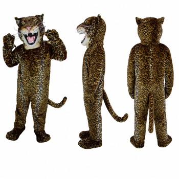 Leopard Mascot Costume in Dark Brown with Black Spots Adult