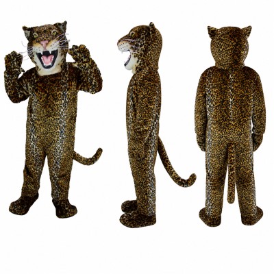 Leopard Mascot Costume in Dark Brown with Black Spots Adult
