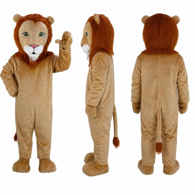 Lion Mascot Costume in Tan with Brown Mane Adult