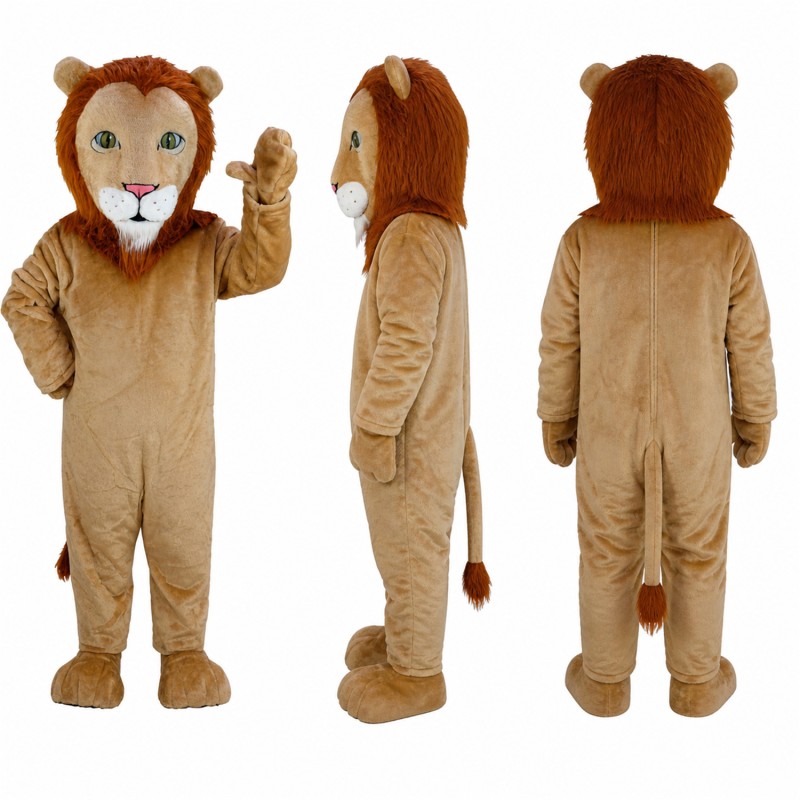 Lion Mascot Costume in Tan with Brown Mane Adult