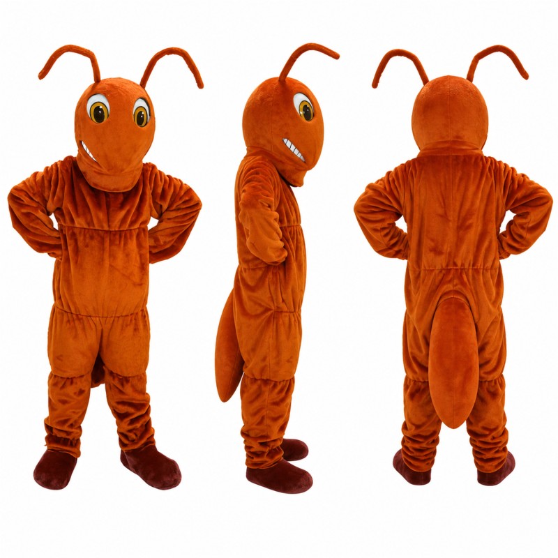 Ant Mascot Costume in Orange with Long Antennae Adult