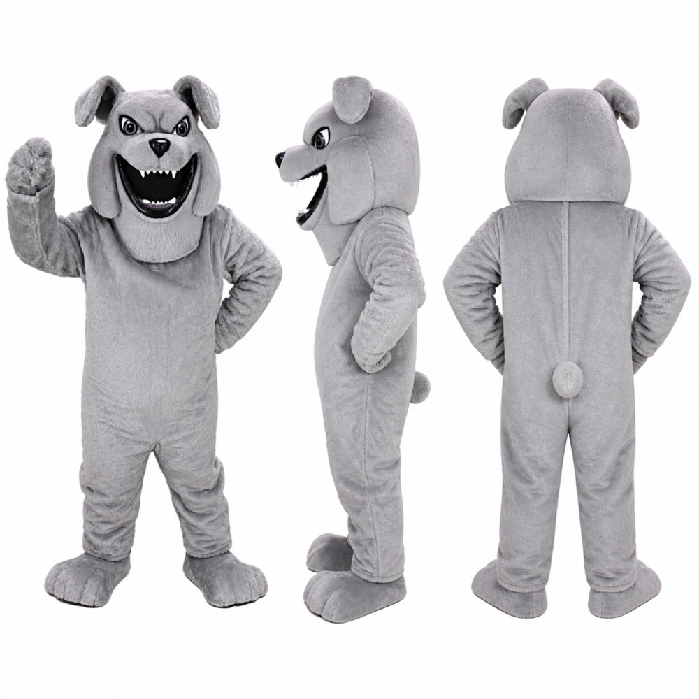 Bulldog Mascot Costume in Gray with Wide Grin Adult Bulldog Mascot Costume in Gray with Wide Grin Adult
